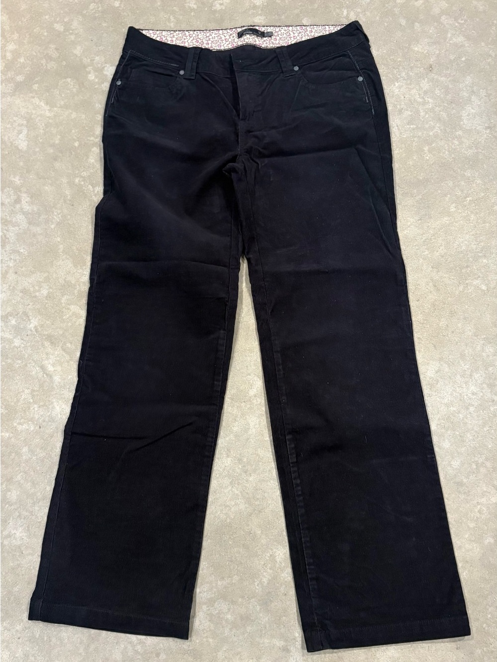 Women’s Prana Black Canton Corduroy 98.5% Organic Cotton Pants